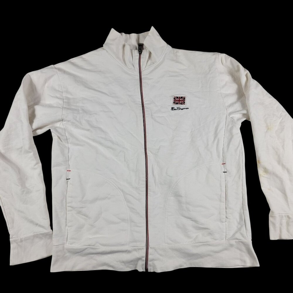 Ben Sherman Mens XL White Track Jacket Casual Winter Warm Outdoors Comfort